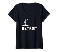 Femme Graphisme végétal Minimaliste Detroit Gardening Sprout T-Shirt avec Col en V