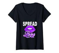 Femme Graphisme violet Spread All The LOVE T-Shirt avec Col en V