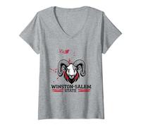 Femme Graphisme WSSU Graffiti Rams de l'État de Winston-Salem T-Shirt avec Col en V