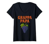 Femme Grappa Papa Distillateur de Raisin Italien Vintage T-Shirt avec Col en V