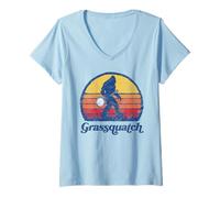 Femme Grassquatch! Funny Bigfoot & Banjo Bluegrass Sasquatch Shirt T-Shirt avec Col en V
