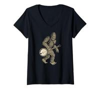 Femme Grassquatch! Vintage Bigfoot & Bluegrass Banjo Music T-Shirt avec Col en V
