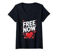 Femme Gratuit maintenant, ex petite amie, ex petit ami, rupture T-Shirt avec Col en V