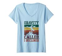 Femme Gravity Called I Declined Parkour Freerunning T-Shirt avec Col en V