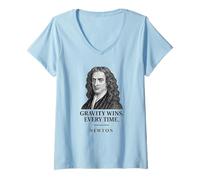 Femme Gravity gagne Toujours Isaac Newton T-Shirt avec Col en V