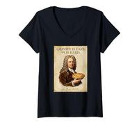Femme Gravity is Easy Pi is Hard Funny Newton Science Pun Pi Day T-Shirt avec Col en V