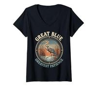 Femme Great Blue Greatest Patience Oiseau Héron T-Shirt avec Col en V