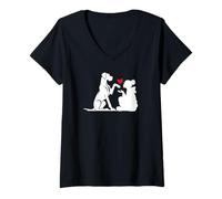 Femme Great Dane avec la main, grand coeur de maman de Dane T-Shirt avec Col en V