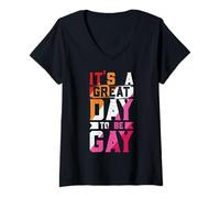 Femme Great Day to be GAY Adult Pride Party Lesbian Queer CSD LGBT T-Shirt avec Col en V