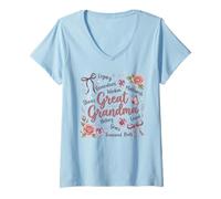 Femme Great Grandma Legacy Wisdom Matriarche Famille T-Shirt avec Col en V