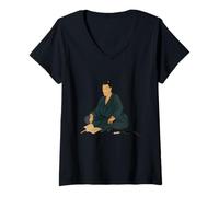 Femme Great Man History Yoshida Shoin T-Shirt avec Col en V