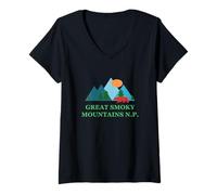 Femme Great Smoky Mountains National Park Vacation T-Shirt avec Col en V