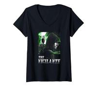 Femme Green Arrow TV Series Arrow Star City Defender T-Shirt avec Col en V, Noir, M