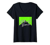 Femme Green Color All This and Brains Too Green Graphic T-Shirt avec Col en V