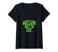 Femme Green Color Feed The Hustlers Green Graphic T-Shirt avec Col en V