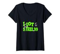 Femme Green Color Got It for Free Green Graphic T-Shirt avec Col en V