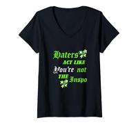 Femme Green Color Haters Act Like They Don't Know Graphique Vert T-Shirt avec Col en V