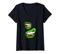 Femme Green Color Talk That-x2 Green Graphic T-Shirt avec Col en V