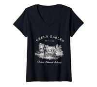 Femme Green Gables Île-du-Prince-Édouard Est 1908 Amateur de Livres T-Shirt avec Col en V