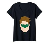 Femme Green Lantern Large Face T-Shirt avec Col en V