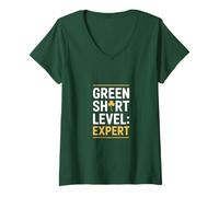 Femme Green Short Level Expert Funny Irish St Patrks Day T-Shirt avec Col en V