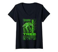 Femme Green Tree Python Serpent Propriétaire Streetwear Reptile T-Shirt avec Col en V