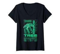 Femme Green Tree Python Serpent Propriétaire Streetwear Reptile T-Shirt avec Col en V
