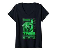 Femme Green Tree Python Serpent Propriétaire Streetwear Reptile T-Shirt avec Col en V