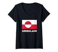 Femme Greenland Flag Groenland T-Shirt avec Col en V