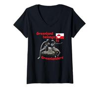Femme Greenlander Statue Groenland Appartient au Groenlander. T-Shirt avec Col en V
