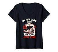 Femme Greffe de Foie Nouveau Foie Faisant de Beaux Hommes Get Well Patient T-Shirt avec Col en V