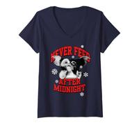 Femme Gremlins Gizmo Never Feed After Midnight T-Shirt avec Col en V