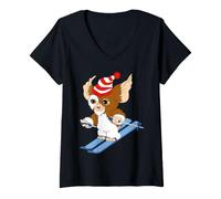 Femme Gremlins Ski Noël T-Shirt avec Col en V