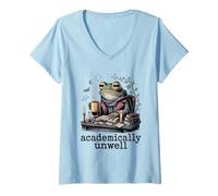 Femme Grenouille Academically Malwell Nerdy Study T-Shirt avec Col en V