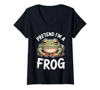 Femme Grenouille Amusante Qui dort T-Shirt avec Col en V