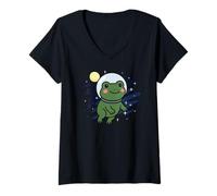 Femme Grenouille Astronaute Space Suit Animal Lover Moon Garçons Filles Enfants T-Shirt avec Col en V