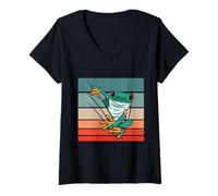 Femme Grenouille au Corps Vert réaliste pour Les Amateurs de T-Shirt avec Col en V
