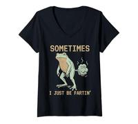 Femme Grenouille Comique Pète Humour Pixel Art Rétro T-Shirt avec Col en V