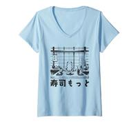 Femme Grenouille de Sushi - crapaud de bar à sushi japonais T-Shirt avec Col en V