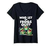 Femme Grenouille drôle qui a laissé sortir les grenouilles T-Shirt avec Col en V