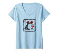 Femme Grenouille Japonaise grincheuse sans Effet Plage Vacances d'été T-Shirt avec Col en V