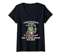 Femme Grenouille J'évite Les Choses Parce Que J'Ai Peur de Moi T-Shirt avec Col en V