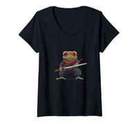 Femme Grenouille Ninja en mission secrète pour les ninjas et les amateurs de karaté T-Shirt avec Col en V