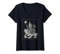 Femme Grenouille ouaouaron à Cheval Wizzard Vintage T-Shirt avec Col en V