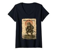 Femme Grenouille samouraï Kokoro no Tatsu Art Guerrier Japonais T-Shirt avec Col en V