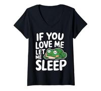 Femme Grenouille, si tu m'aimes, Laisse-Moi Dormir T-Shirt avec Col en V