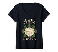 Femme Grenouille sorcière Crapaud Familiar Cottagecore Witch Animal Occulte T-Shirt avec Col en V