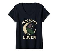 Femme Grenouille sorcière Crapaud Familiar Cottagecore Witch Animal Occulte T-Shirt avec Col en V