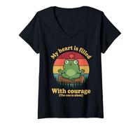 Femme Grenouille Zen Méditation Rétro Humour Yoga T-Shirt avec Col en V