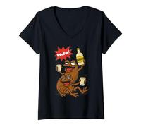 Femme Grenouilles coquí portoricaines drôles Buvant du coquito Disant WePA T-Shirt avec Col en V